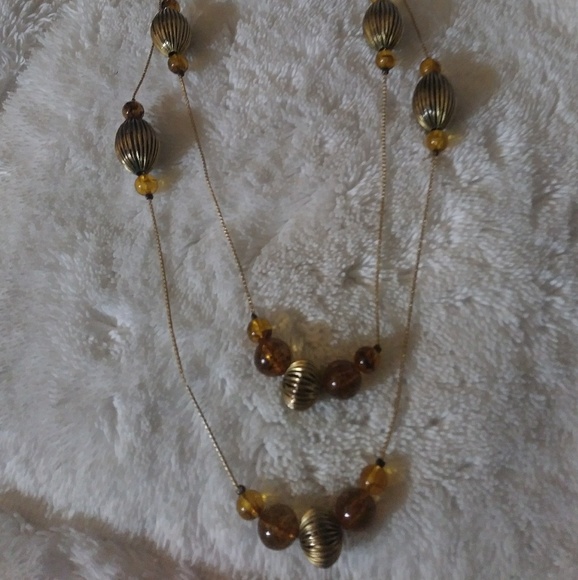 Beautiful Brass Necklace with Amber Stones🌷 - Picture 5 of 5